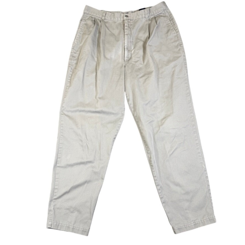 Vintage Dockers Classic Khakis Pleated Pants 18x31 Gray Tan Made in USA Cotton